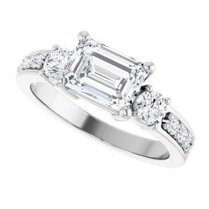 Platinum 7.5x5.5 mm Emerald Ring Mounting – image 8