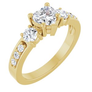 14K Yellow Gold 5.5x5.5 mm Heart Ring Mounting