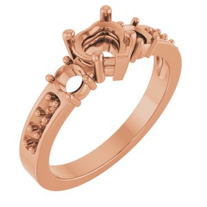 18K Rose Gold 5.5x5.5 mm Heart Ring Mounting – image 2