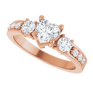 10K Rose Gold 5.5x5.5 mm Heart Ring Mounting – image 8