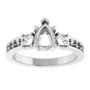 14K White Gold 7x5 mm Pear Ring Mounting – image 6