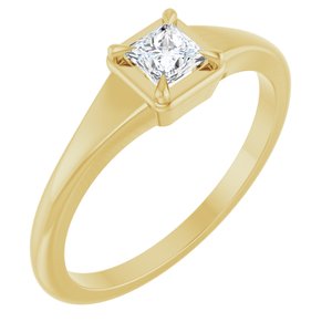 18K Yellow Gold 3.5x3.5 mm Square Ring Mounting