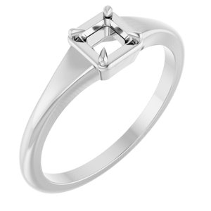 10K White Gold 3.5x3.5 mm Square Ring Mounting – image 2