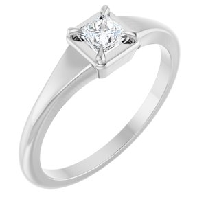 14K X1 White Gold 3.5x3.5 mm Square Ring Mounting