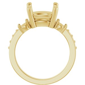 14K Yellow Gold 10x10 mm Cushion Ring Mounting – image 4