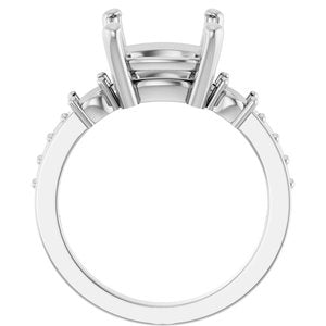 14K X1 White Gold 10x10 mm Cushion Ring Mounting – image 4