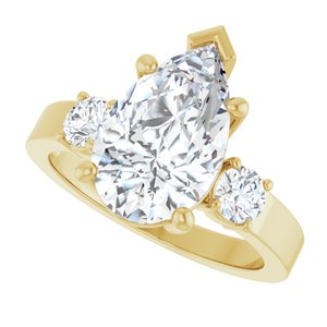 14K Yellow Gold 13x8 mm Pear Ring Mounting – image 8