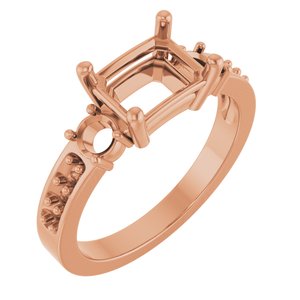 18K Rose Gold 8x6 mm Emerald Ring Mounting – image 2