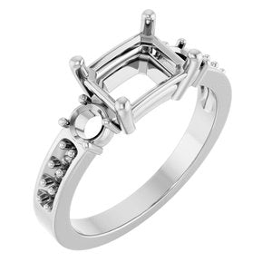 Sterling Silver 8x6 mm Emerald Ring Mounting – image 2