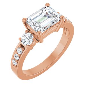10K Rose Gold 8x6 mm Emerald Ring Mounting
