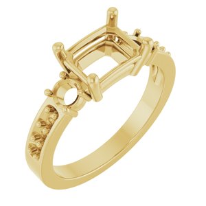 14K Yellow Gold 8x6 mm Emerald Ring Mounting – image 2