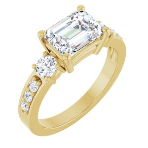 14K Yellow Gold 8x6 mm Emerald Ring Mounting