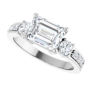10K White Gold 8x6 mm Emerald Ring Mounting – image 8