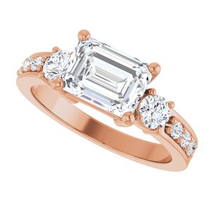 18K Rose Gold 8x6 mm Emerald Ring Mounting – image 8