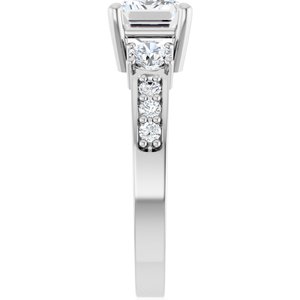14K X1 White Gold 8x6 mm Emerald Ring Mounting – image 7