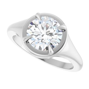 14K White Gold 8 mm Round Ring Mounting – image 8