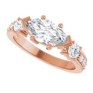 10K Rose Gold 10.5x5.5 mm Marquise Ring Mounting – image 8