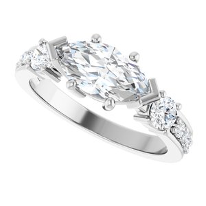 14K White Gold 10.5x5.5 mm Marquise Ring Mounting – image 8