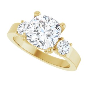 10K Yellow Gold 8x8 mm Cushion Ring Mounting – image 8
