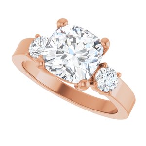 18K Rose Gold 8x8 mm Cushion Ring Mounting – image 8