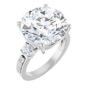 10K White Gold 14 mm Round Ring Mounting