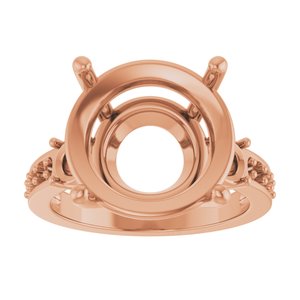 18K Rose Gold 14 mm Round Ring Mounting – image 6