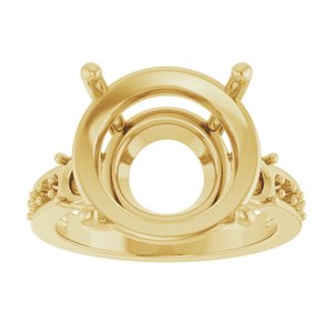 10K Yellow Gold 14 mm Round Ring Mounting – image 6