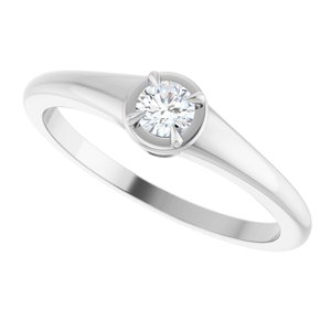 14K White Gold 3.4 mm Round Ring Mounting – image 8
