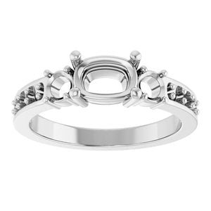 Sterling Silver 7x5 mm Elongated Cushion Ring Mounting – image 6
