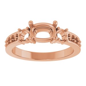 18K Rose Gold 7x5 mm Elongated Cushion Ring Mounting – image 6