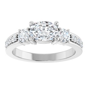 18K White Gold 7x5 mm Elongated Cushion Ring Mounting – image 5