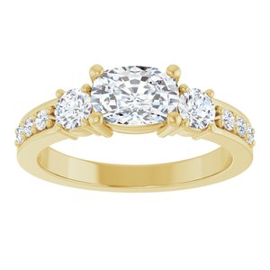18K Yellow Gold 7x5 mm Elongated Cushion Ring Mounting – image 5