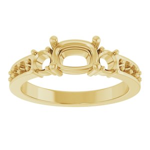 18K Yellow Gold 7x5 mm Elongated Cushion Ring Mounting – image 6