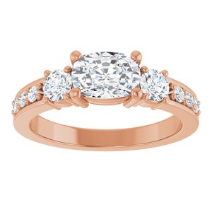 14K Rose Gold 7x5 mm Elongated Cushion Ring Mounting – image 5