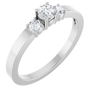 14K X1 White Gold 3.4 mm Round Ring Mounting