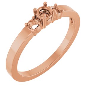 18K Rose Gold 3.4 mm Round Ring Mounting – image 2