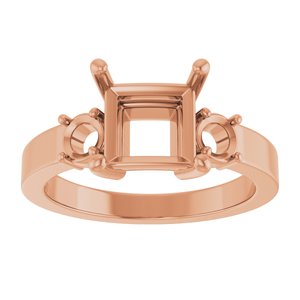10K Rose Gold 7x7 mm Square Ring Mounting – image 6