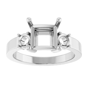 18K White Gold 7x7 mm Square Ring Mounting – image 6