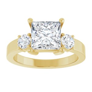 18K Yellow Gold 7x7 mm Square Ring Mounting – image 5
