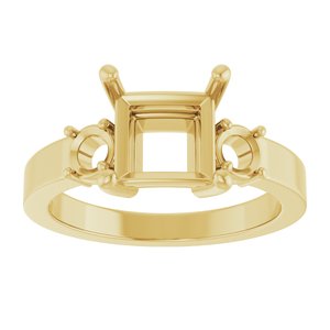 18K Yellow Gold 7x7 mm Square Ring Mounting – image 6