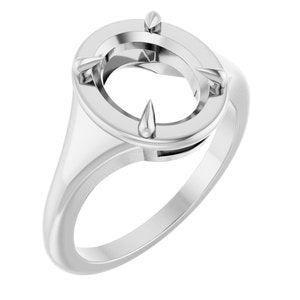 10K White Gold 10x8 mm Oval Ring Mounting – image 2