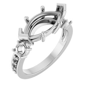 10K White Gold 14x7 mm Marquise Ring Mounting – image 2