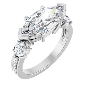 18K White Gold 14x7 mm Marquise Ring Mounting