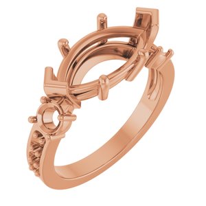 10K Rose Gold 14x7 mm Marquise Ring Mounting – image 2
