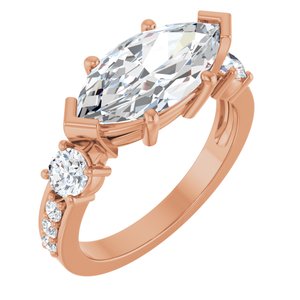 14K Rose Gold 14x7 mm Marquise Ring Mounting