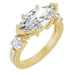 10K Yellow Gold 14x7 mm Marquise Ring Mounting