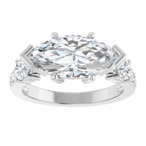 18K White Gold 14x7 mm Marquise Ring Mounting – image 5