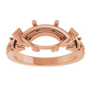 14K Rose Gold 14x7 mm Marquise Ring Mounting – image 6