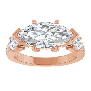 14K Rose Gold 14x7 mm Marquise Ring Mounting – image 5