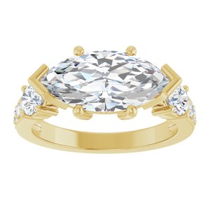 18K Yellow Gold 14x7 mm Marquise Ring Mounting – image 5